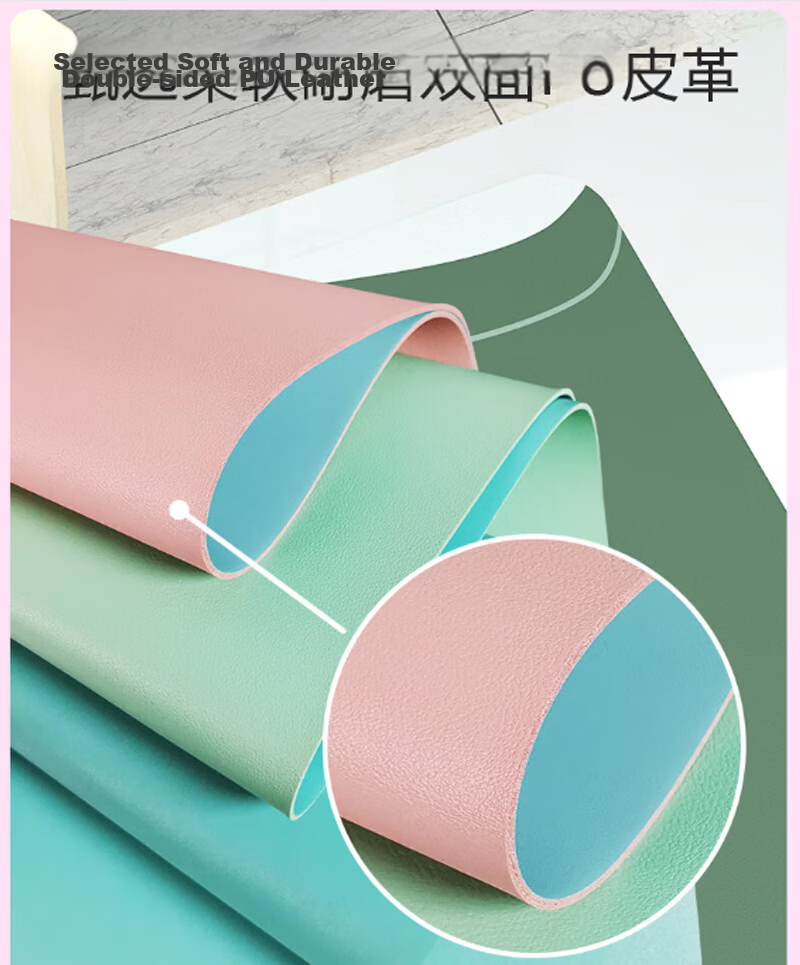 Juyingfeng Large Leather Mouse Pad Odorless Waterproof Oil-Resistant Wash-Free Dining Mat Luxury Minimalist Ins Style Custom Printed Desk Pad 900*420*2mm Milk Powder Small Flower 9