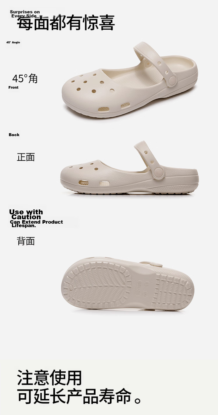 GUOLUOFEI Mary Jane EVA Clog Sandals for Women, Closed Toe, Non-Slip Soft Sole, Outdoor Beach Slippers, Black, Size 38 11