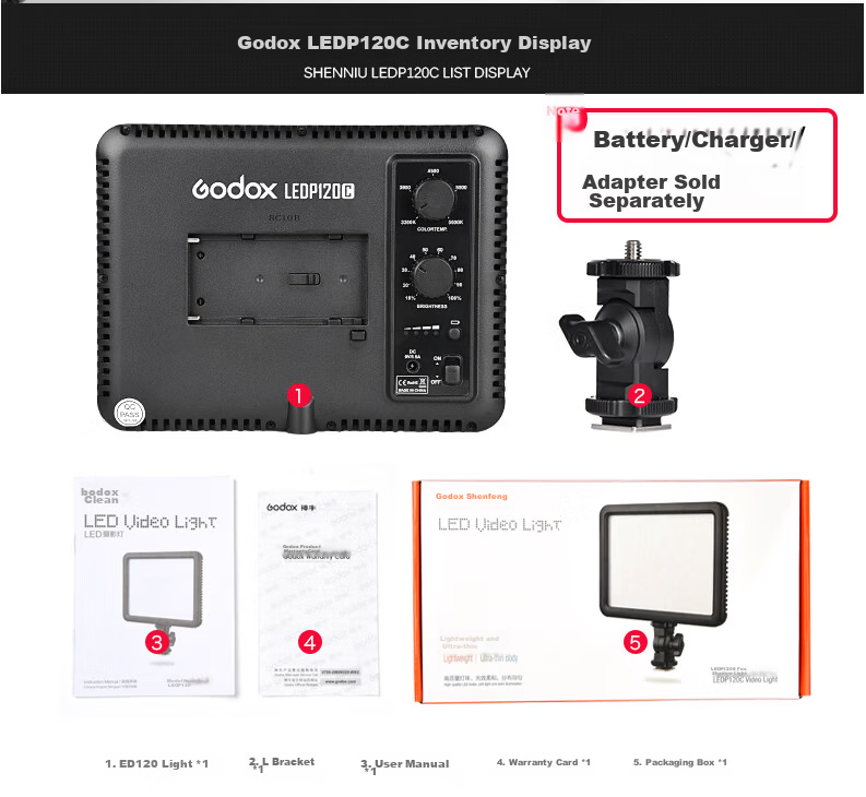 Godox LEDP120C LED Fill Light Adjustable Color Temperature Camera Light Live Streaming Video Fill Light Photography LED Panel Soft Light 2