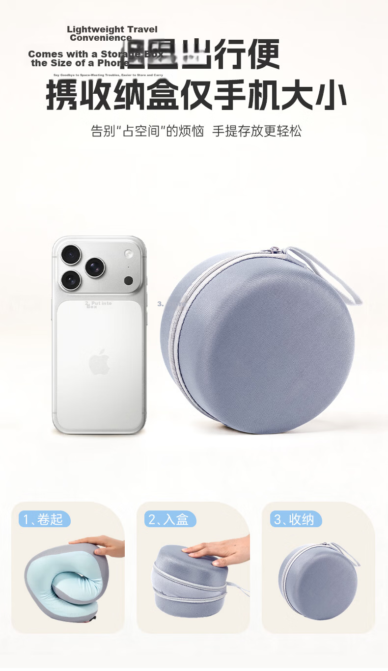 Huangchi U-Shaped Neck Pillow Memory Foam Travel Pillow Gray 4