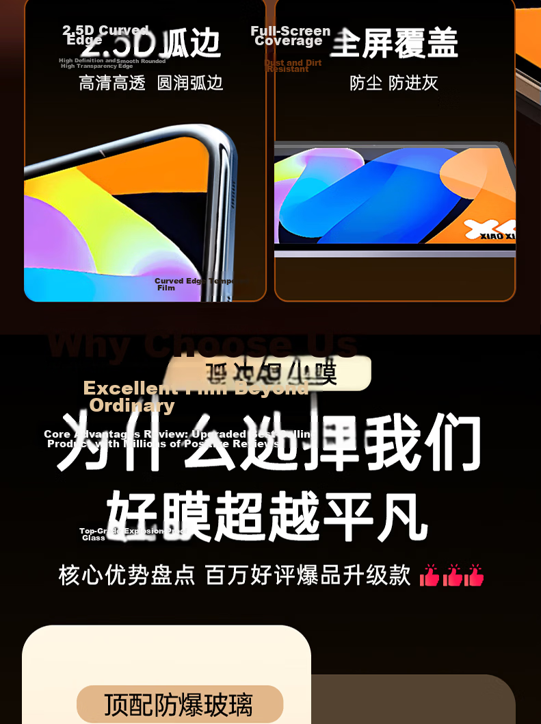 GOLDEN RAY Tempered Glass Screen Protector for Lenovo Xiaoxin Pro GT 11.1-inch Tablet 2.5D Arc Edge HD Full Screen Anti-Fingerprint Explosion-Proof Film 6