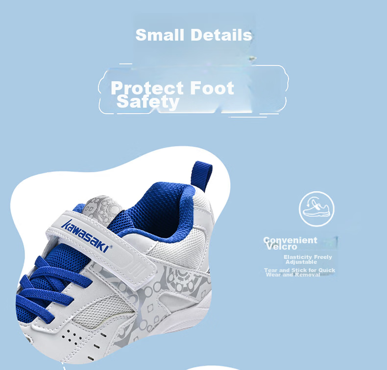 KAWASAKI Kids Unisex Professional Badminton Shoes Youth Velcro Non-Slip Shock Absorption 11