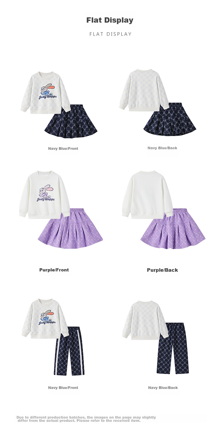 Disney Bunny Police Girl Spring Autumn 2026 New Stylish Kids Sweatshirt Skirt Sports Casual Set 12