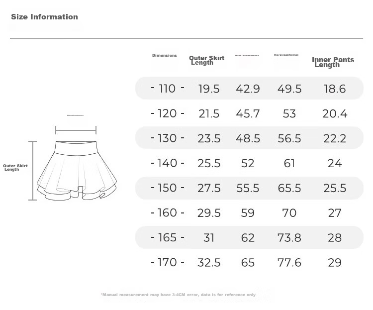 Moodytiger Fairy Family Girls' Quick-Dry Cool Summer High-Waist Lightweight Breathable Sports Skirt 28