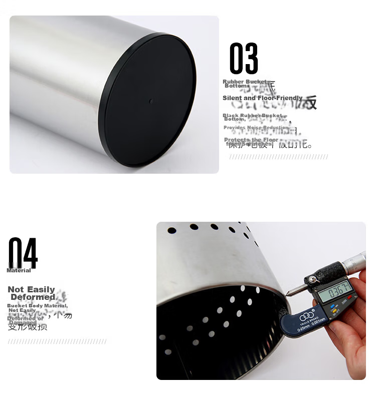 OurunZhe Stainless Steel Brushed Round Umbrella Storage Bucket Large Natural Color for Home and Hotel Long Handle Stand 8