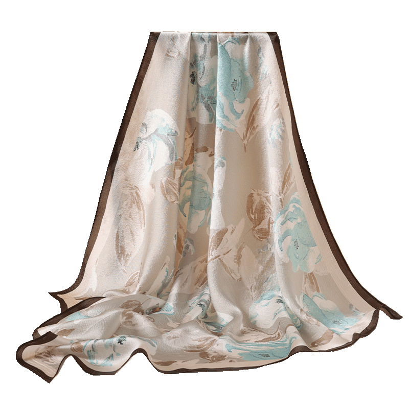 Shanghai Story 100% Mulberry Silk Square Scarf for Women Pearl Satin Gift Box Valentine's Day Birthday Gift for Girlfriend