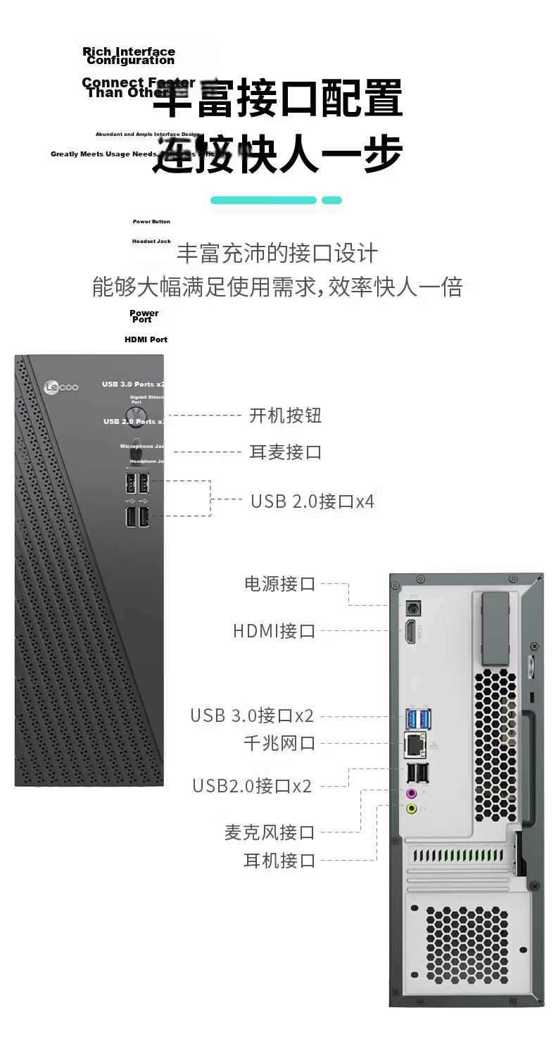 Lenovo Lecoo Cool 310 Business Office Desktop Computer i5-13420H Processor 12GB RAM 512GB SSD 11