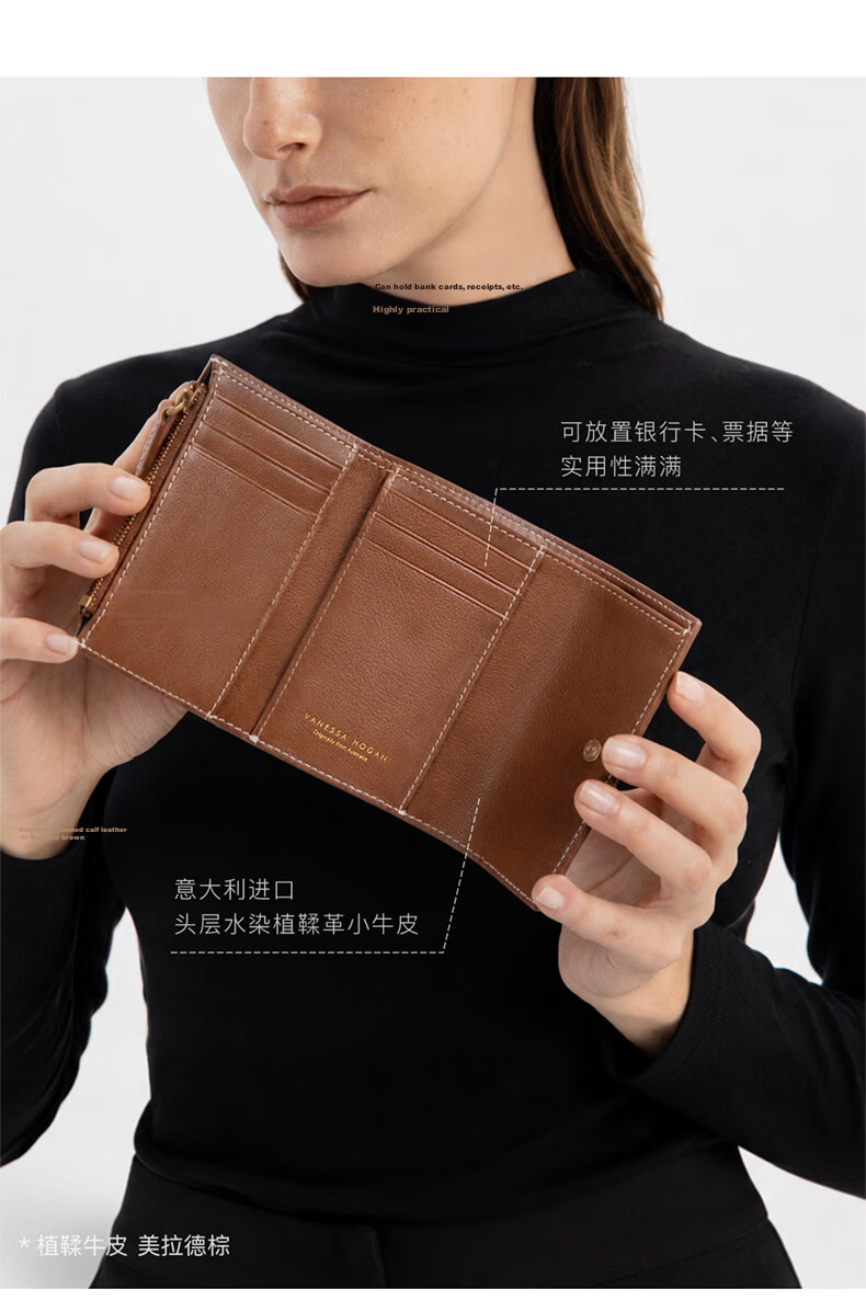VANESSA HOGAN VH Women's Soft Tanned Cowhide Multi-Card Wallet Coin Purse Birthday Gift for Girlfriend 3