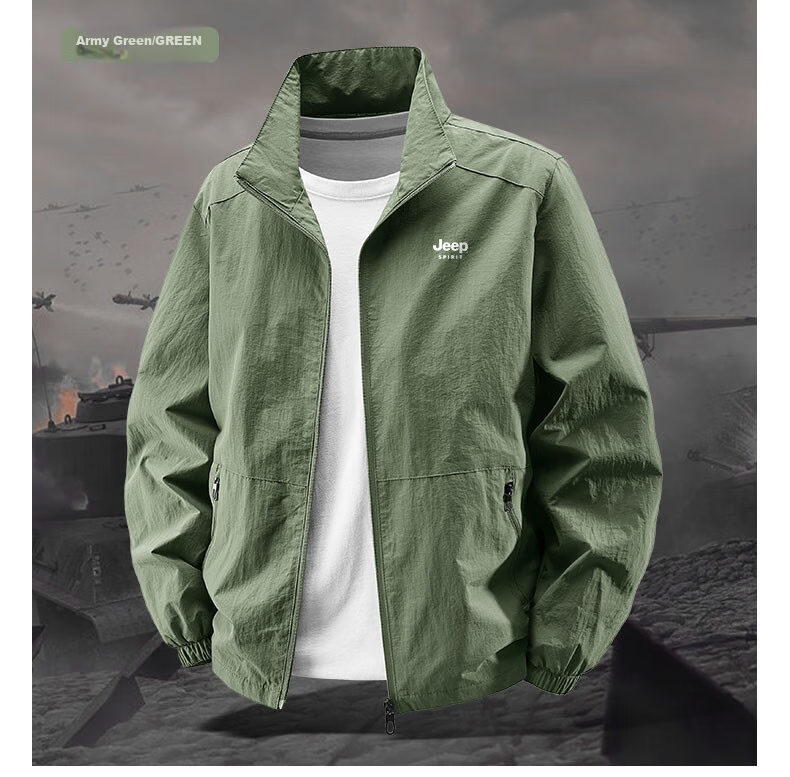 JEEP SPIRIT Men's Sun Protection Skin Jacket Summer Outdoor Sports Lightweight Jacket UV Protection Coat 12