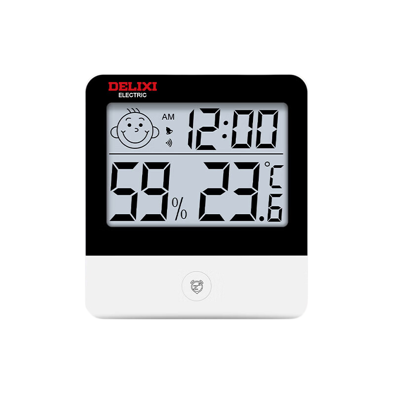 DELIXI ELECTRIC Digital Temperature And Humidity Meter, Smart High-Precision Office Indoor Wall-Mounted Alarm Clock with Calendar, Dual-Function for Temperature And Humidity Measurement