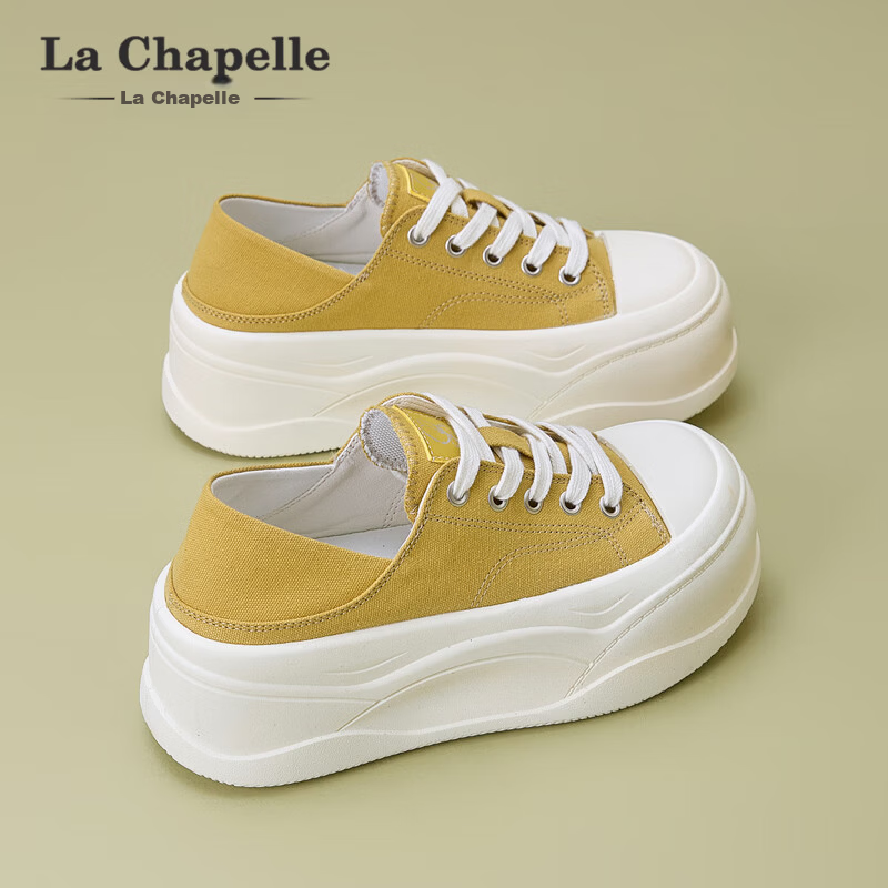 La Chapelle Women's Sneakers Thick Sole Height Increasing Casual Sport Shoes 2036 Yellow Size 40