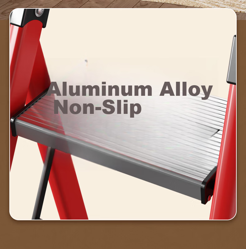 YuanNai Household Safety Folding Ladder Aluminum Alloy Step Ladder White - Four Step Ladder 6
