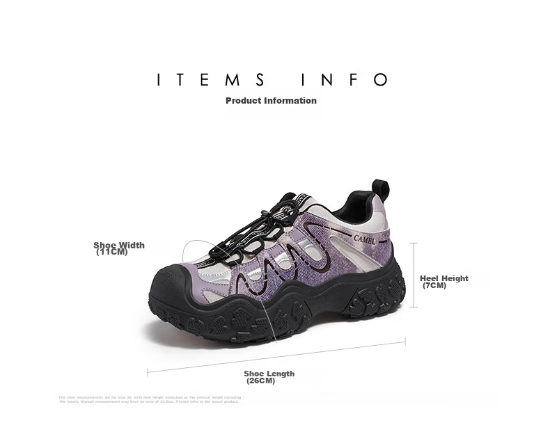 CAMEL Aurora Cute Ugly Women's Outdoor Hiking Casual Shoes L26S202229 Off-White/Black (Hollow Style) Size 35 48