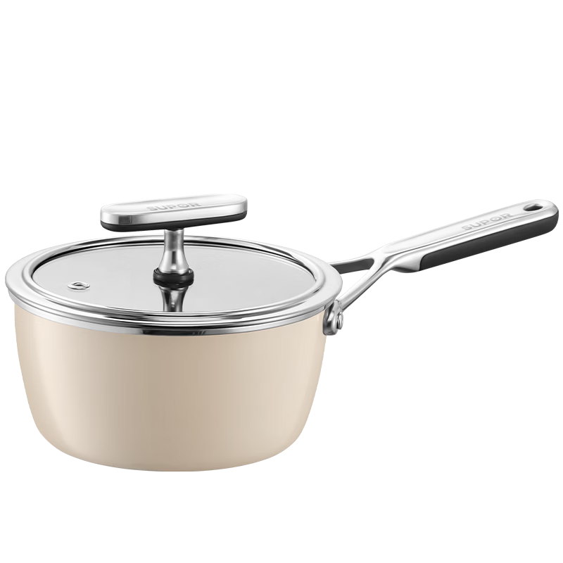 SUPOR 18cm Enamel Non-Coated Baby Food Milk Pot Flat Bottom Soup Pot Compatible with Induction and Gas Stoves