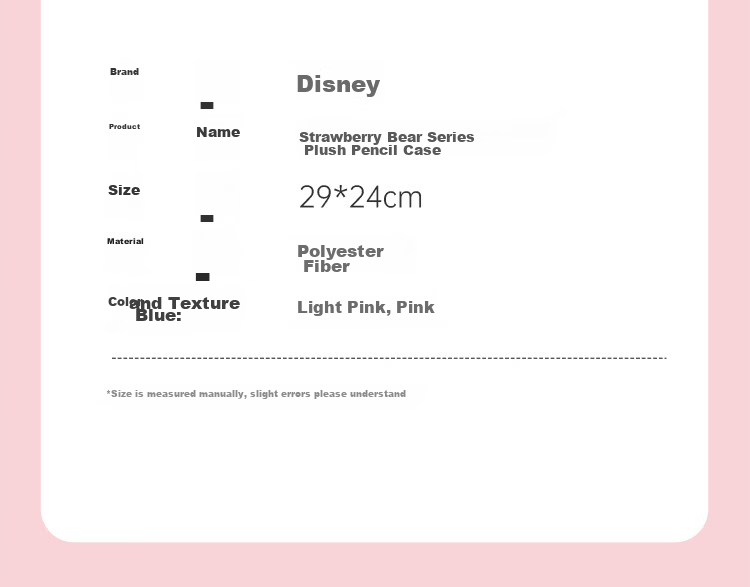 Disney Strawberry Bear Plush Pencil Case Large Capacity Cute Stationery Bag for Middle and High School Girls School Supplies 13