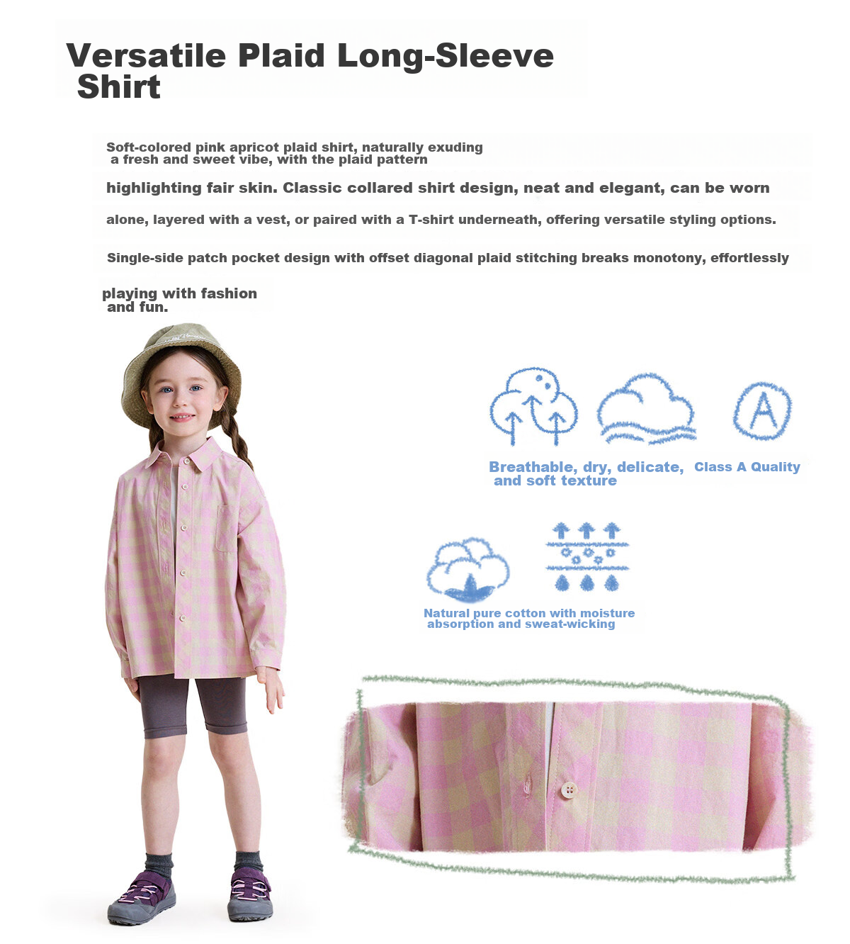 YoonA Mom Girls 2026 Spring Summer Elegant Plaid Shirt Summer Sun Protection Shirt Pink In Stock Size 140 4