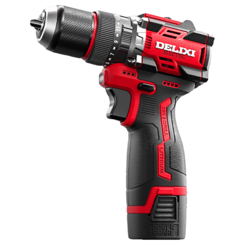 Delixi Electric Brushless Cordless Lithium Drill Rechargeable Household Electric Drill Electric Screwdriver Multifunctional Power Drill 16.8V