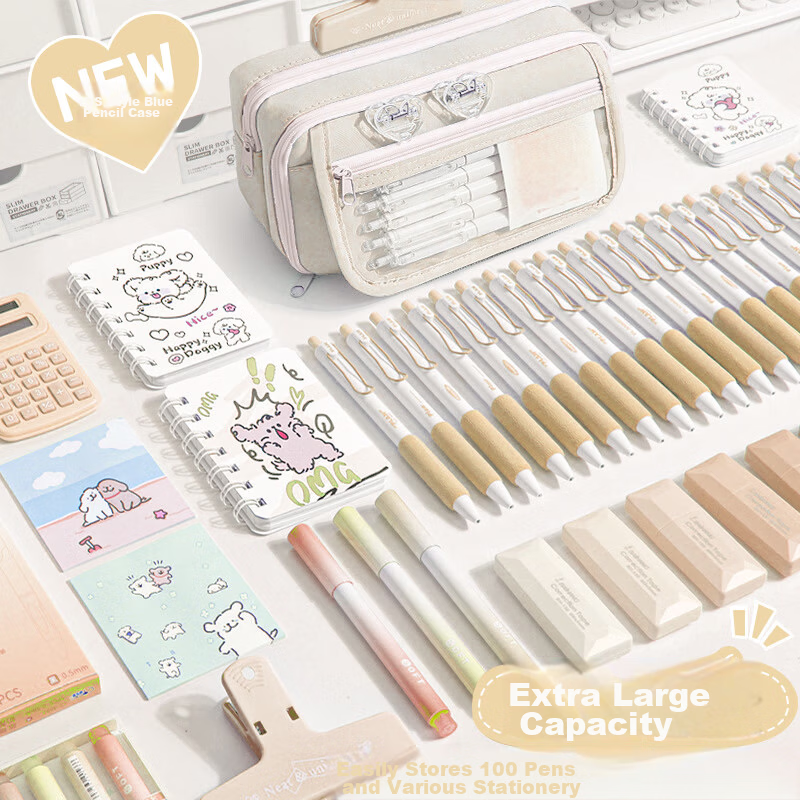 Meijiwan Large Capacity Transparent Pencil Case Stationery Box for Elementary and Middle School Students High-Value INS Style Girls Back-to-School Gift Multi-Layer Storage Multifunctional Pencil Bag C 5