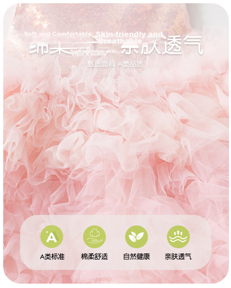 VOONLIE Girls Summer Dress Pink Gradient Princess Dress Baby Sweet Birthday Dress Summer 2