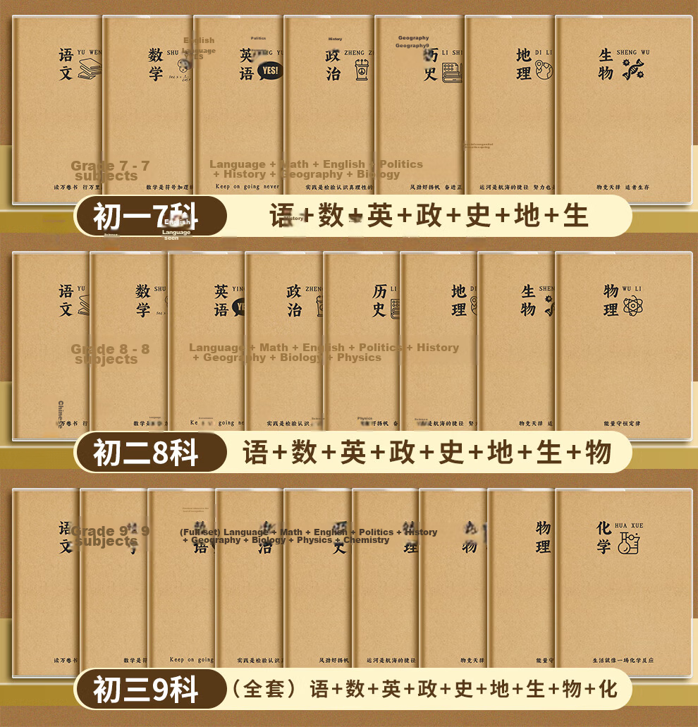 Faramon School Season B5 Kraft Paper Subject Notebook Set for Elementary, Middle, and High School - Error Correction Exercise Book for Grade 9 4