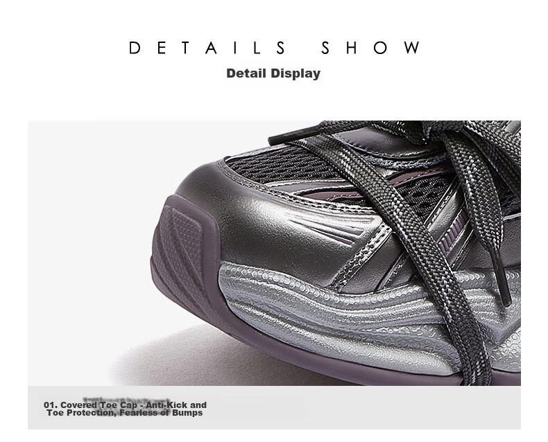 CAMEL Silver Star Dad Sneakers Women Mesh Patchwork Height Increasing Casual Shoes L26S283083W Silver (Breathable Mesh) Size 38 33