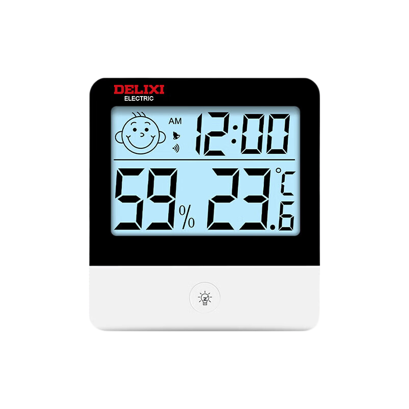 DELIXI ELECTRIC Digital Thermometer And Hygrometer, High-Precision Indoor Alarm Clock with ABS Material, Wall-Mounted for Home And Office Use