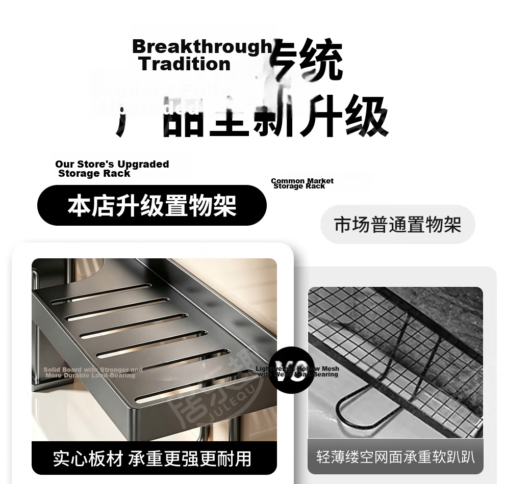 Julequ Vertical Faucet Storage Rack Bathroom Sink Toilet Washstand Punch-Free Organizer Shelf 1