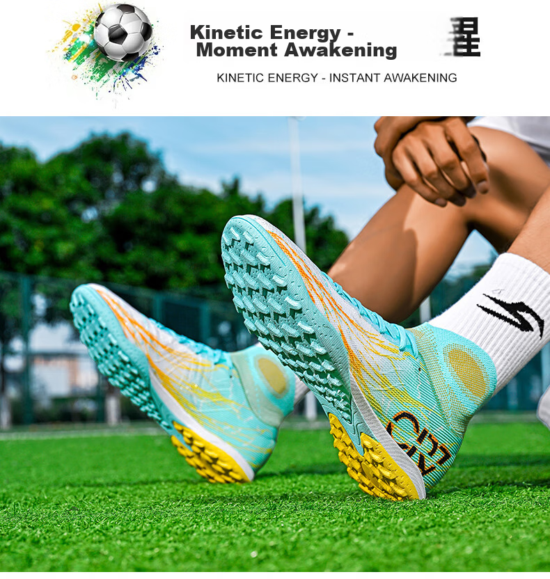 SAIBI Men's Soccer Shoes TF Turf Studs Adult Youth Student Professional Training Competition Shoes 305S Qinglong Size 43 16