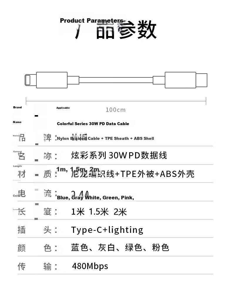 Apple Compatible Type-C Charging Cable PD 30W/20W Fast Charge for iPhone 14/13 Pro Max/12/11/XR/S Smartphones Tablets Car Braided 1.5m Gray 17