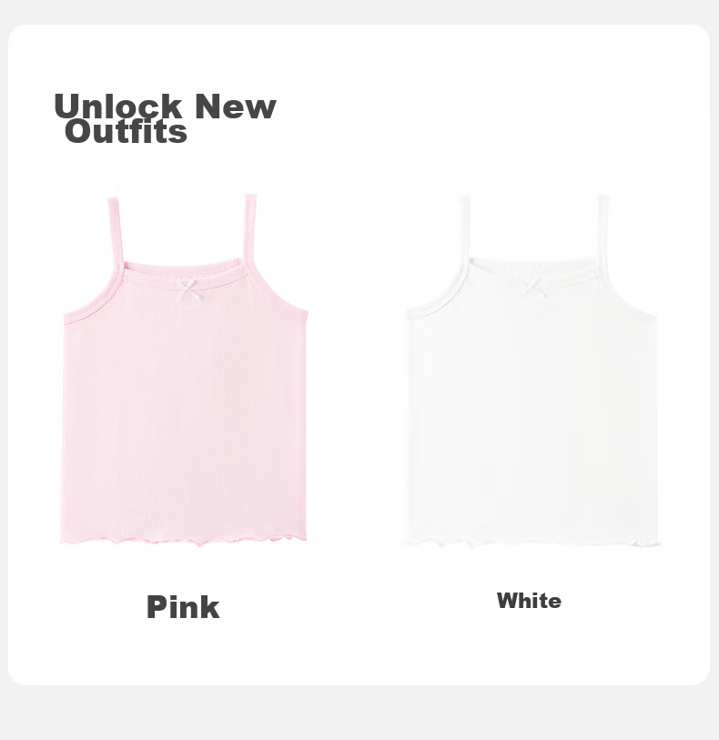 Langsha Girls' Cotton Tank Top Children's Summer Thin Sleeveless Pajama Vest 2-Pack 13