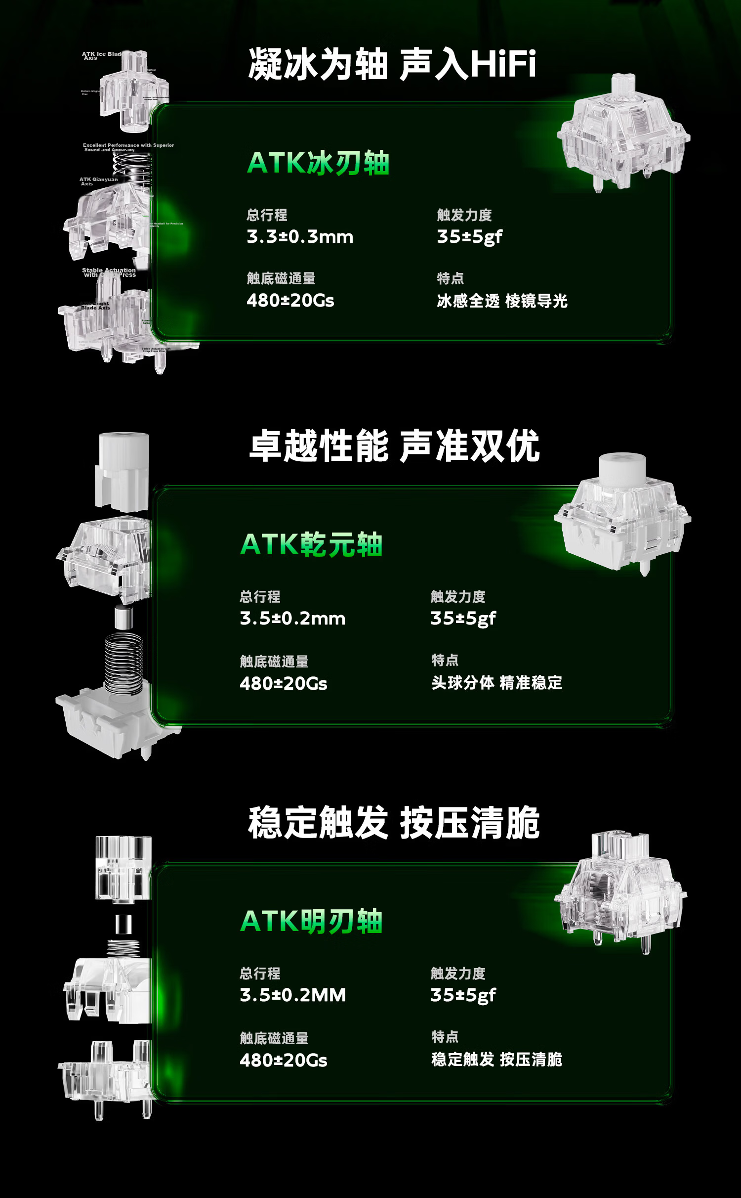 ATKRS63Air Magnetic Shaft Keyboard RT Customizable Gaming Mechanical Keyboard Wired Valorant 68-Key RS63Air Black Ice Blade Switch 12