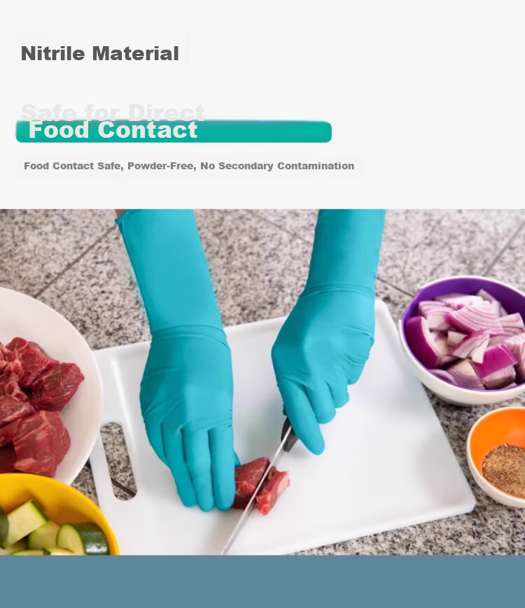Ansell Disposable Nitrile Gloves Chemical Resistant Oil Resistant Acid and Alkali Resistant Laboratory Extended Thickened Anti-Slip Wear-Resistant Gloves 92-605 (100 pcs/box) L 14