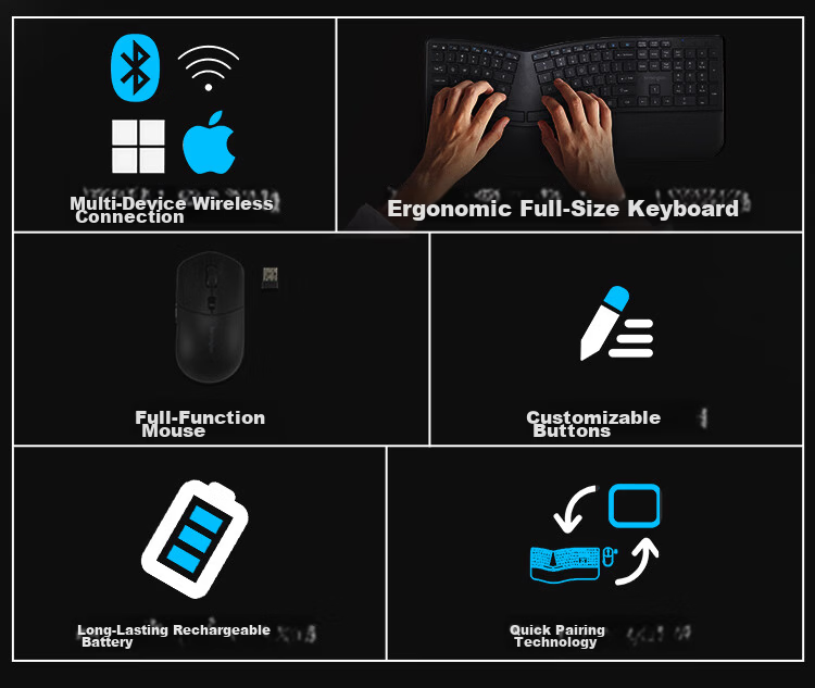 Kensington MY430 Rechargeable Ergonomic Wireless Office Mouse 3-Device Connectivity K75507CN 4