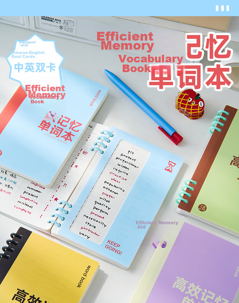 Class 3-2 Efficient Vocabulary Notebook Portable High School Pocket Word Memorization Book Ebbinghaus Sticky Notes Efficient Blue 1