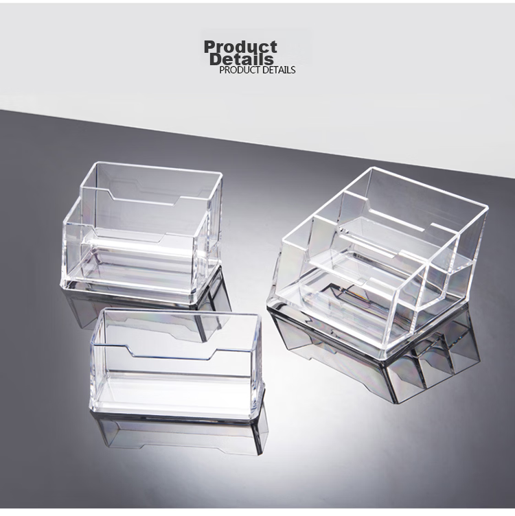 Jinlongxing Single Compartment Acrylic Transparent Business Card Holder Desk Office Display Box Vertical Business Card Organizer Model C2151 3
