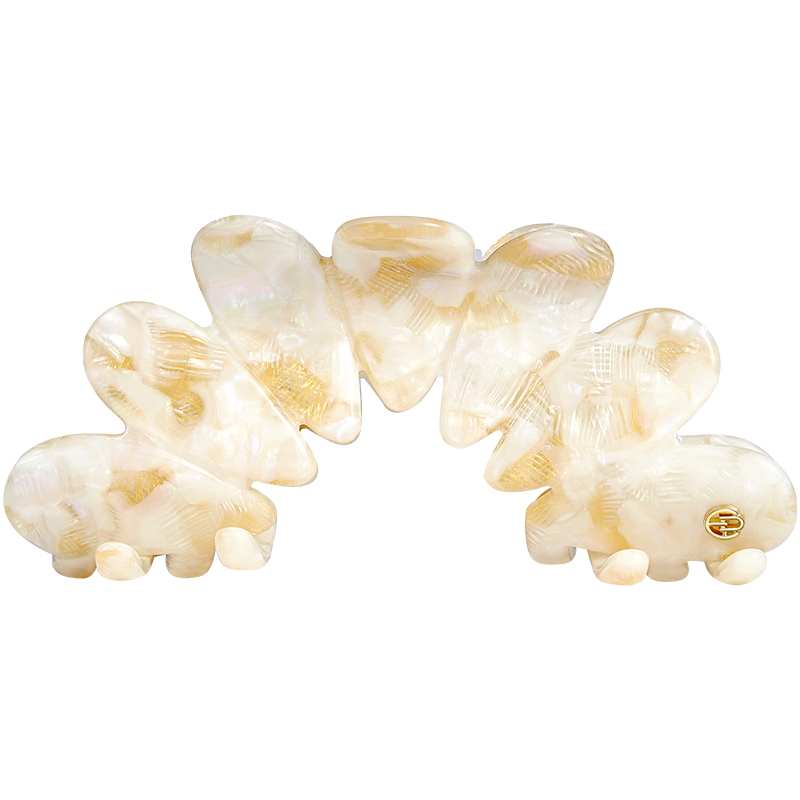 Evita Peroni Petal Hair Claw Summer Half-Up Shark Clip Ins Style Hairpin High-End Hair Clip Shiny Gold White