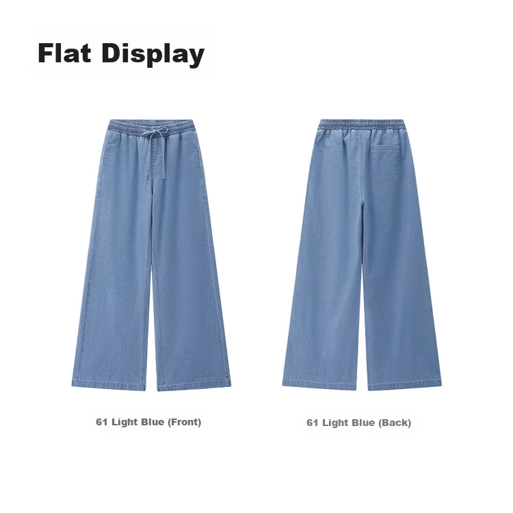 Giordano Women's Loose Fit Pants 2026 Summer Cotton Lightweight Drawstring Elastic Waist Wide Leg Jeans 05416335 17