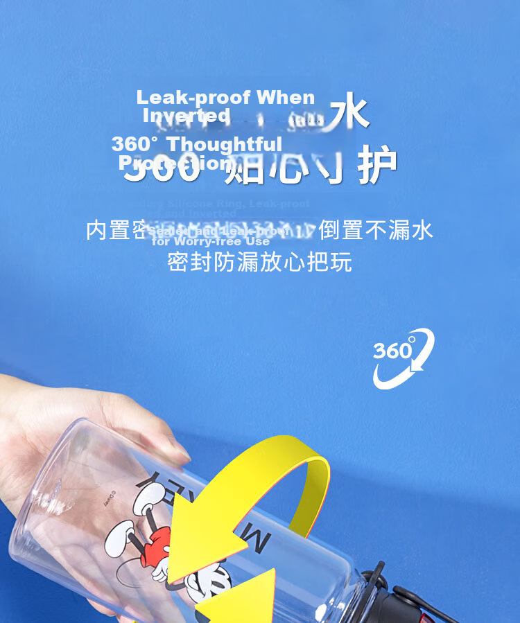 Disney Kids Water Bottle Summer School Dual Drinking Straw Large Capacity Sports Water Cup 1250ml 7