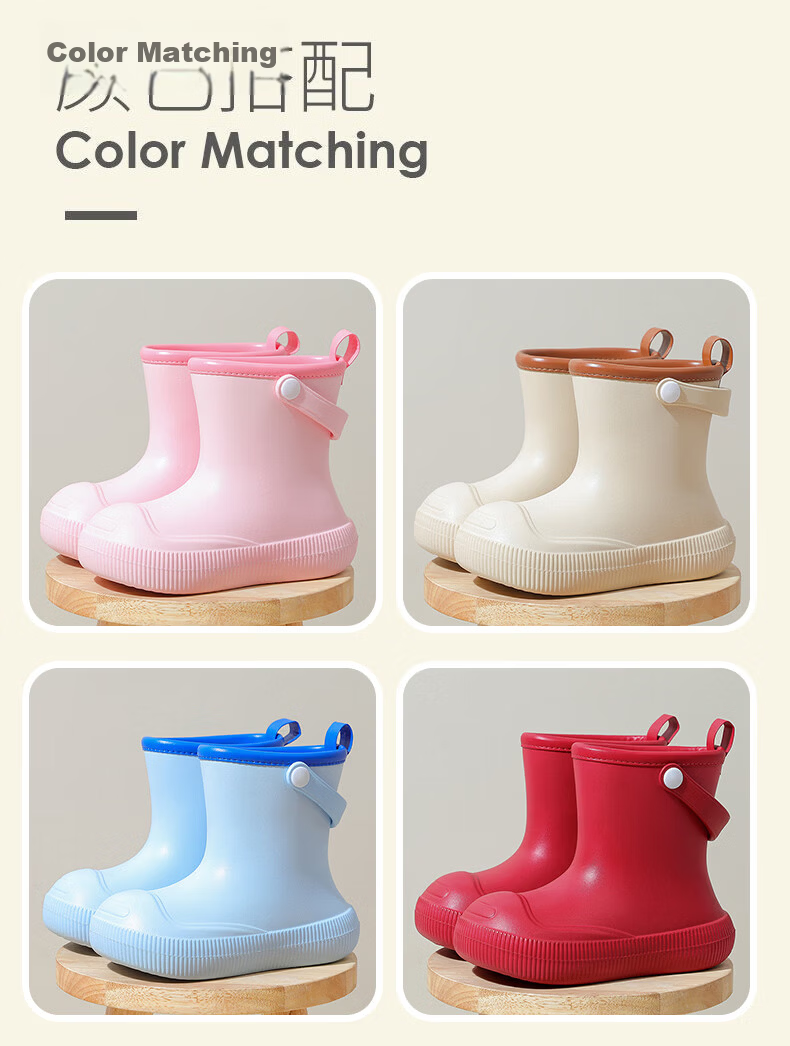 Afunoti Kids Rain Boots Boys Girls Waterproof Non-slip Toddler Rain Shoes Burgundy Size 31-32 9