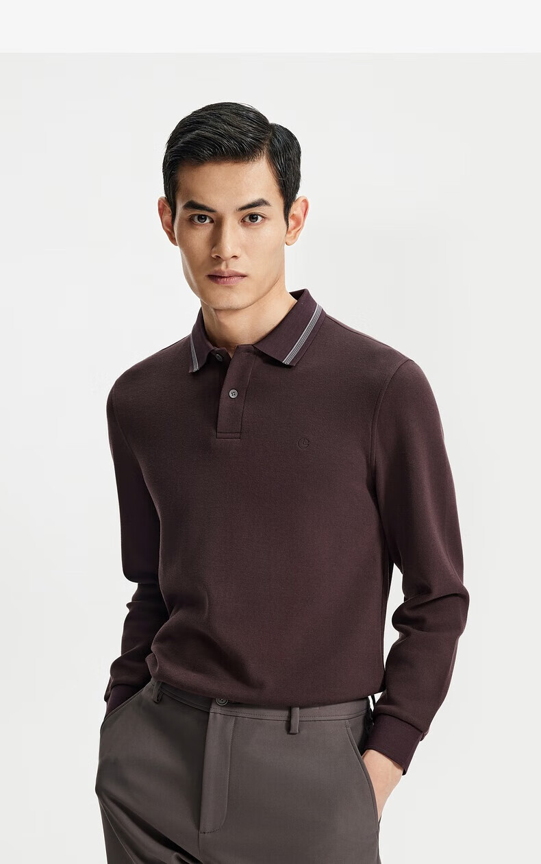 Goldlion [Wool Blend] 24 Autumn Winter Soft Skin-Friendly Business Long Sleeve Polo Shirt Men Dark Gray-78 XL 8