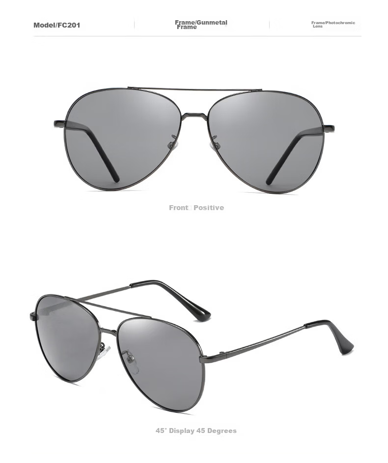 Jingchu Day and Night Dual-Use Driving Sunglasses for Men Polarized Fishing Pilot Frog Mirror Gun Frame (Smart Photochromic) 18