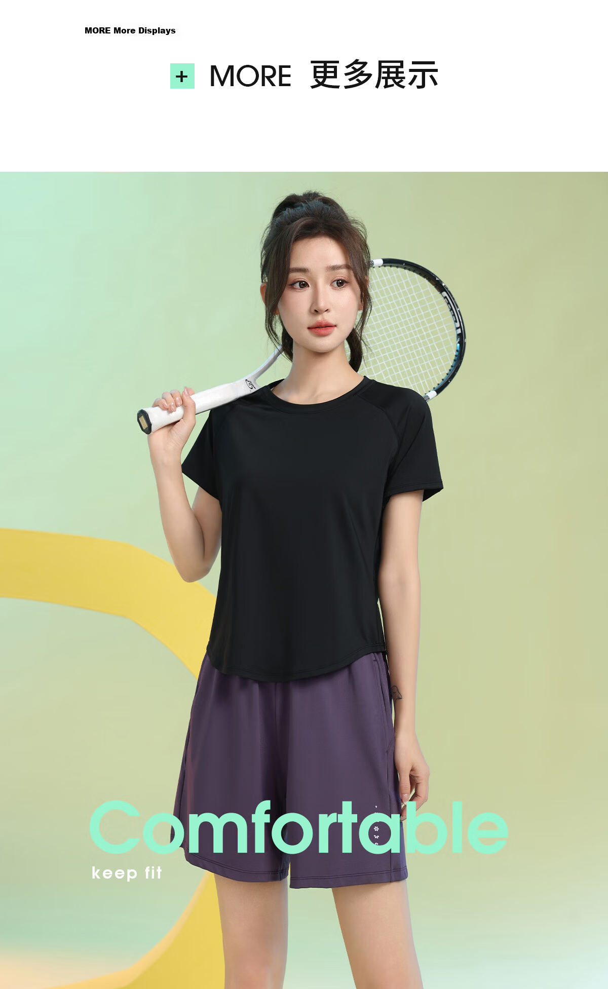 Baisirong Professional Women's Badminton Two-Piece Set Summer Short Sleeve Quick-Dry Slim Outdoor Fitness Running Sportswear 14