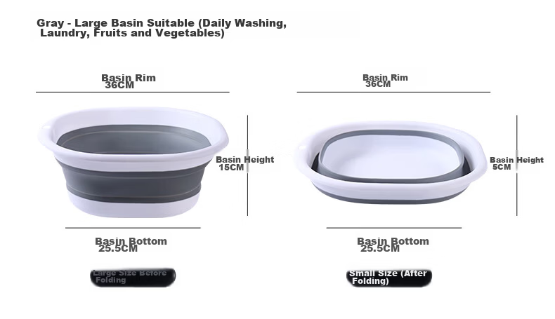 Grace Foldable Basin 25cm Small Household Travel Plastic Washbasin Blue 5