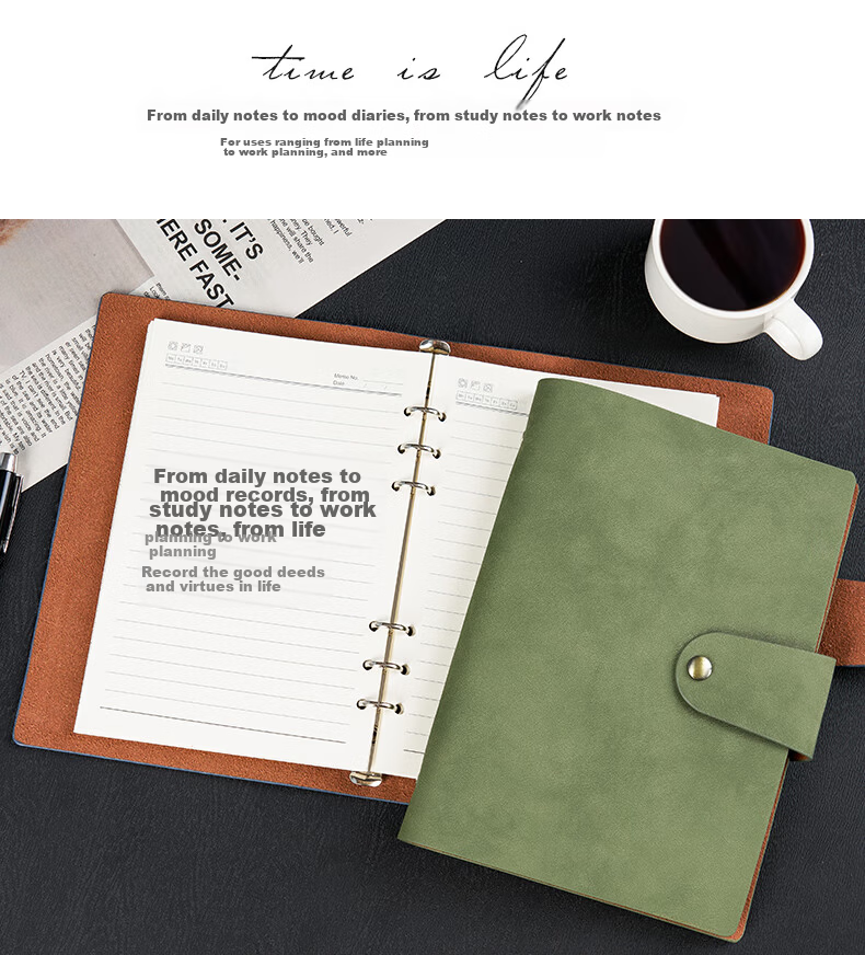 Weimei A5 Detachable Faux Leather Loose-Leaf Binder 25K Vintage Notebook Student Thickened 100 Pages Diary Journal Creative Souvenir Business Exquisite Gift Box Custom Logo Available 4