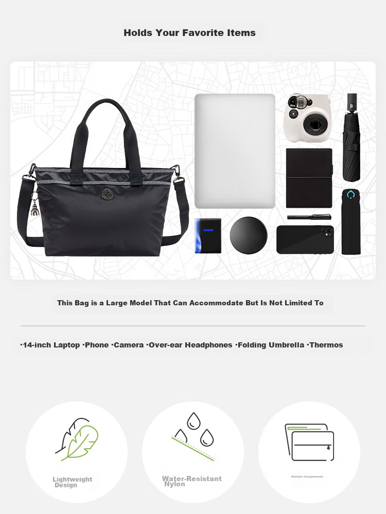 Kipling Colissa S Dark Night Black Crossbody Tote Commuter Laptop Bag Birthday Gift 3