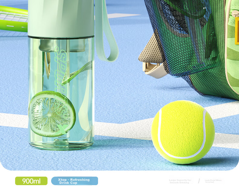 XTEP Sports Water Bottle Kids Kindergarten Plastic Primary School Dual-Use New Straw Cup Summer 23