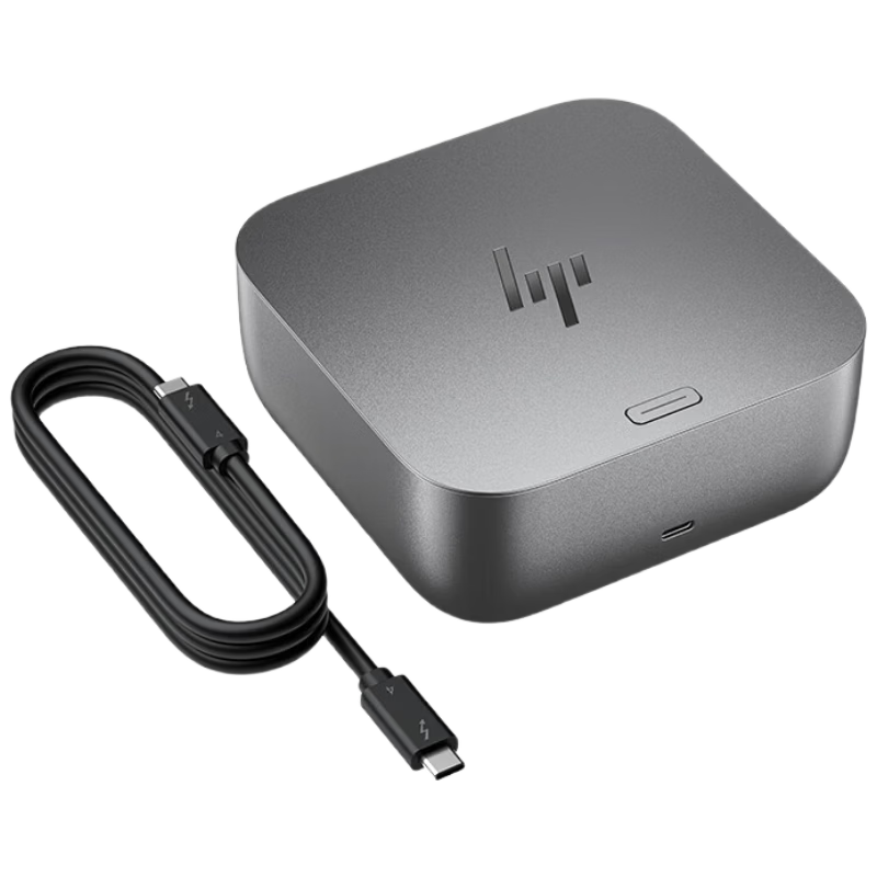 HP 100W Thunderbolt 4 Docking Station G6 10-Port Type-C/USB-C Multiport Adapter Expansion Dock for Lenovo ThinkPad T66 Business Office Universal 4-Screen 4K Expansion Meteor Silver
