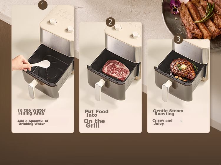 Bear Air Fryer Home Use Steam and Bake 6.2L Visible Double Heating 2000W Metal Interior QZG-W20J2 13