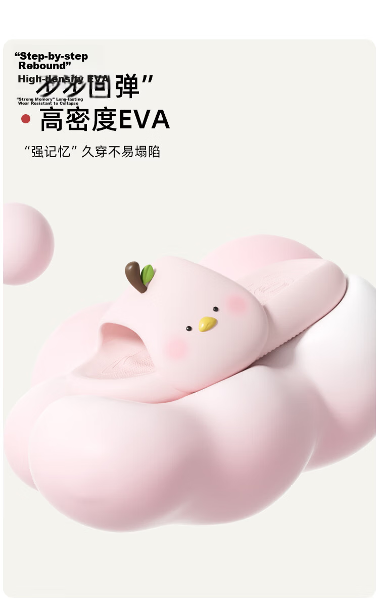 Chedoir Women's Summer High Arch Support Cartoon Duck Pear Slide Sandals Ins Outdoor Beach Non-Slip Cool Slippers 7