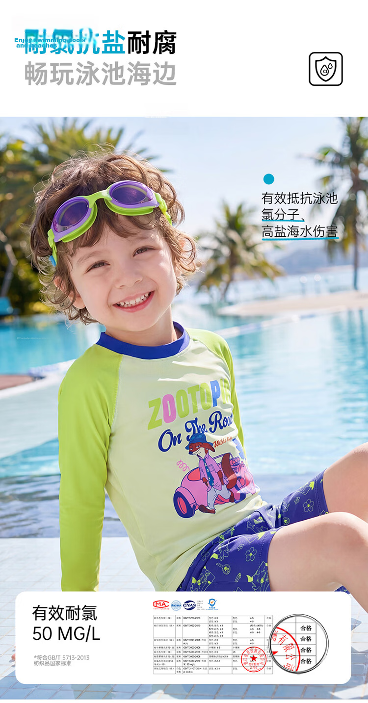 Disney Kids Boys Toddler Two-Piece Long Sleeve Sun Protection Swimsuit Set D36280S2G Green Nick 110 9